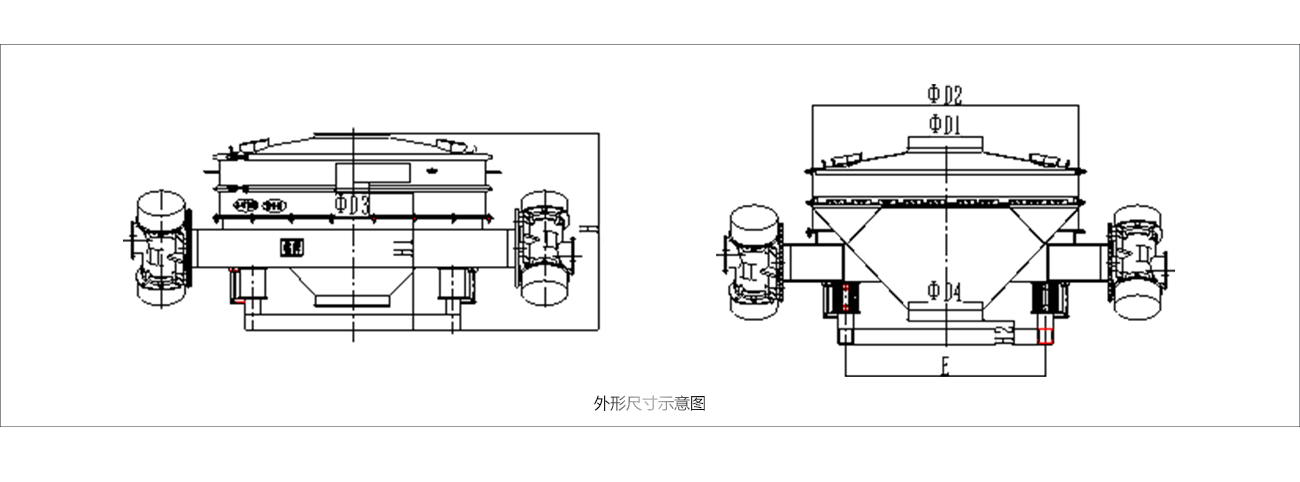防爆直排篩外形示意圖 防爆直排篩外形示意圖