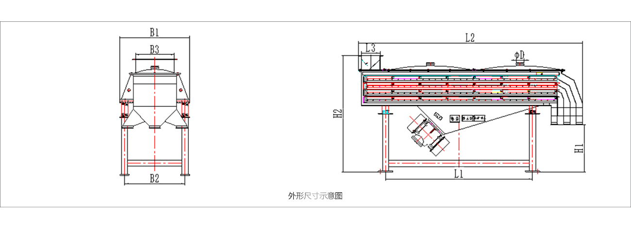 防爆直線篩外形示意圖 防爆直線篩外形示意圖